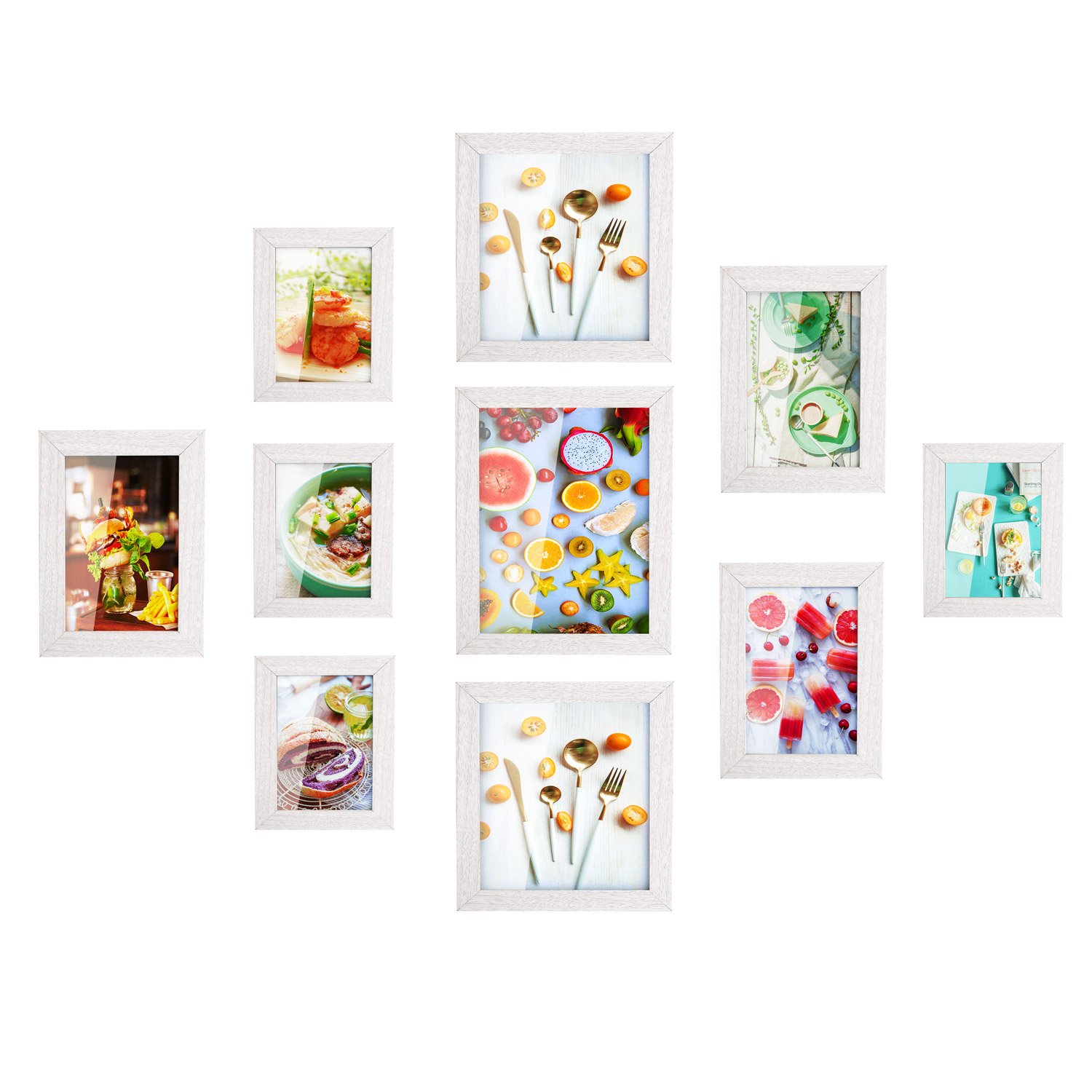 Bilderrahmen 10er Set, 4 Stk. 10*15cm, 3 Stk. 13*18cm, 2 Stk.20*20cm, 1 Stk. 20*25cm