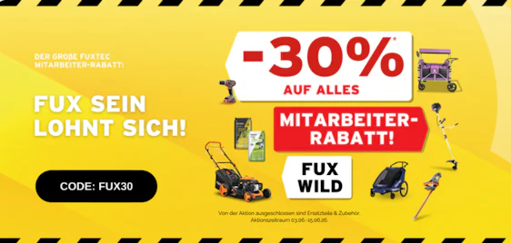 Heute letzter Tag! ⏱️ 30% Fuxtec Gutschein (auch auf beliebte Bollerwagen)