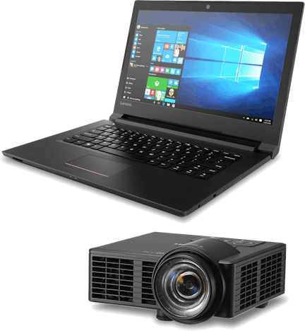 Lenovo V110-14 + Ricoh PJ WXC1110 für 599€ - 14" Business Notebook + mobiler 16:10 Beamer + 600 Ansi-Lumen