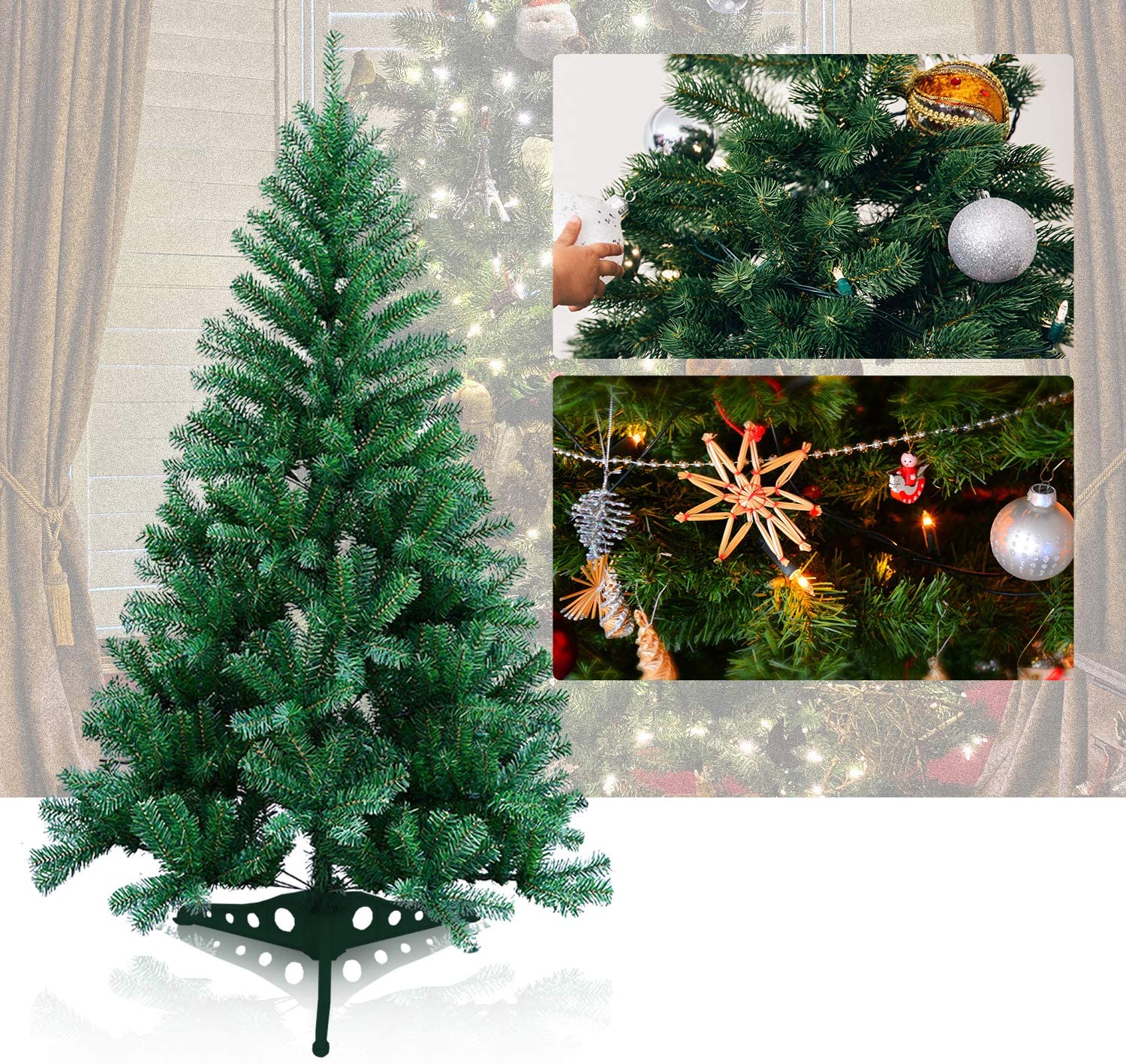 TolleTour künstlicher Tannenbaum, Standfuß Klappsystem, Grün, 120 cm