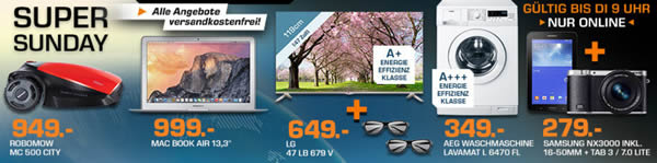 Saturn Super Sunday – z.B. LG 47LB679V Full-HD LED TV für 649€