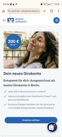 Volksbank Berlin: Girokonto mit 200 € Neukundenbonus + 100 € KWK möglich