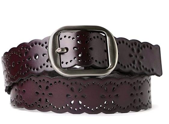 SUOSDEY Hollow Floral Ledergürtel für Frauen mit Alu-Schnalle Gürtel Breite 3.8 cm