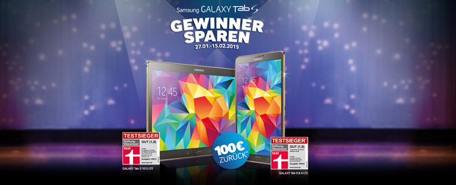 Samsung Cashback: 100€ Geld-zurück-Aktion beim Kauf des Samsung Galaxy Tab S 8.4 oder Galaxy Tab S 10.5 *UPDATE2*