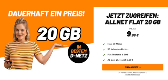 Klarmobil Telekom-Knaller 🎉📱 20GB Allnet-Flat für 9,99€ | 0€ Anschlusspreis