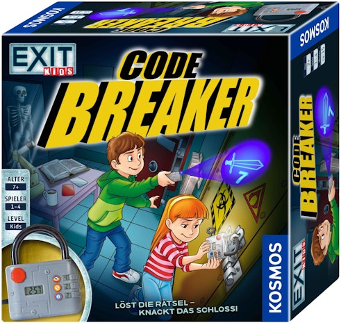 Exit Kids 'Code Breaker' (69792) für 25€ - Quiz-Spiel ab 7 Jahren für 1-4 Spieler:innen, 15 min Spieldauer