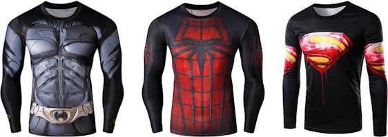 Trainings-Shirts mit Superhelden-Motiven ab 5€ - Sport machen als Superman, Spiderman und Co.