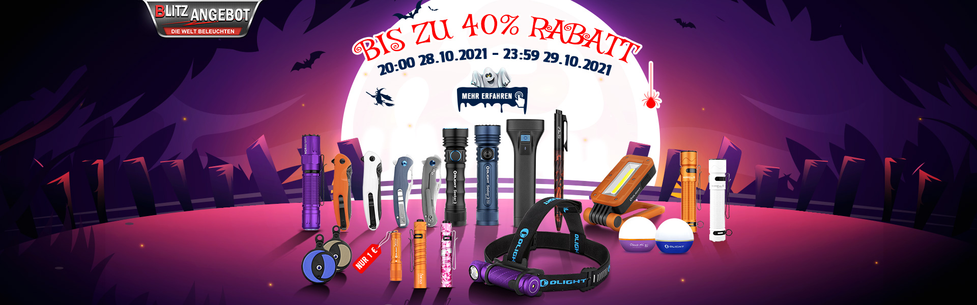 OLIGHT FlashSale im Oktober - Satte Rabatte + Coupons + Gratis Lampe