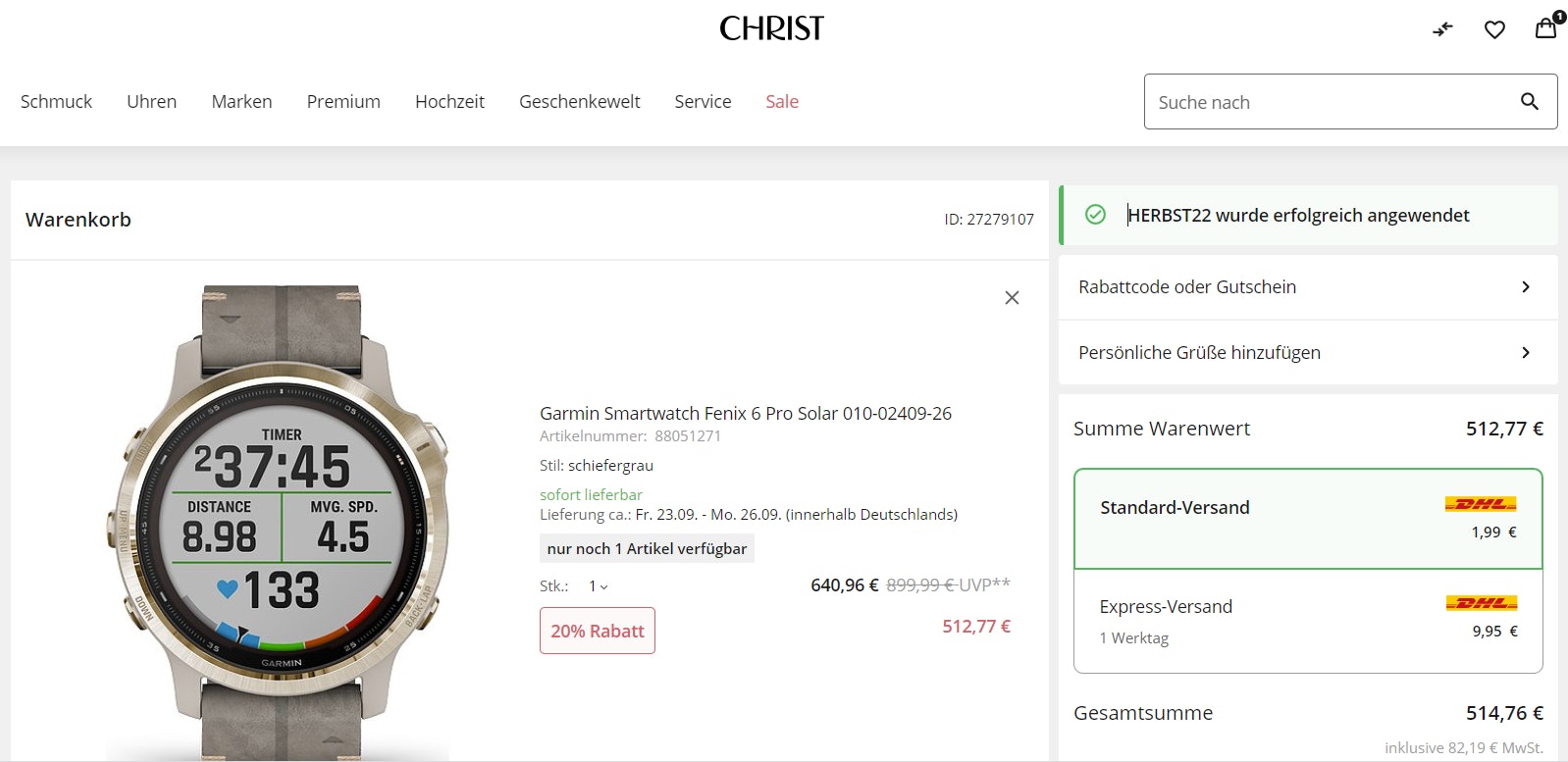 Christ Gutschein anwenden