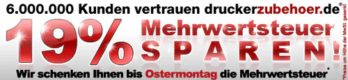 19% Mehrwertsteuer sparen bei druckerzubehör.de - günstige Druckertinte