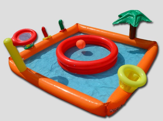 Kinderpool mit Basketballkorb und Wasserspieltisch aus Vinyl