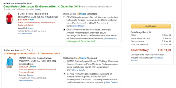 Knaller - Amazon Mode 15€ Gutschein mit Aktionen kombinieren *UPDATE*