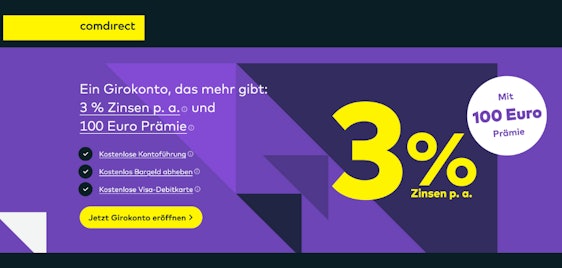 100€ geschenkt! 😎 comdirect Girokonto ohne Kontoführungsgebühr