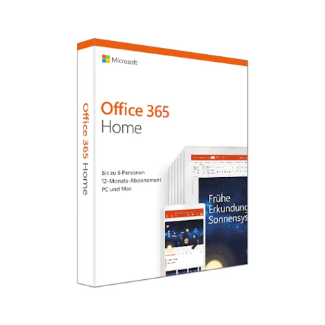 Microsoft Office 365 Home multilingual | 6 Nutzer | Mehrere PCs / Macs, Tablets und mobile Geräte | 1 Jahresabonnement | Box
