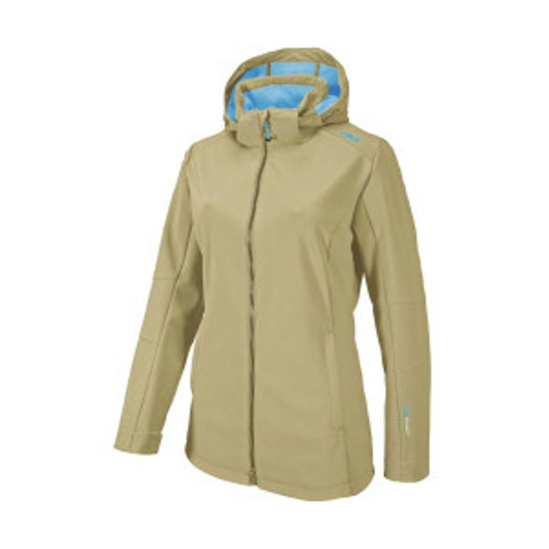 Aktion: CMP Woman Softshell Jacket With Comfortable Long Fit (3A22226) sand/niagara 39% günstiger