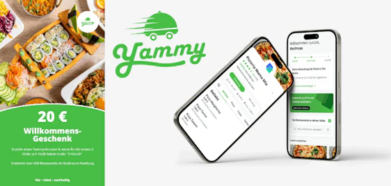 🍔 Yammy 20€ Neukunden-Guthaben für Essensbestellungen 🍕