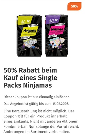 Müller App: 50% Rabatt auf Ninjamas