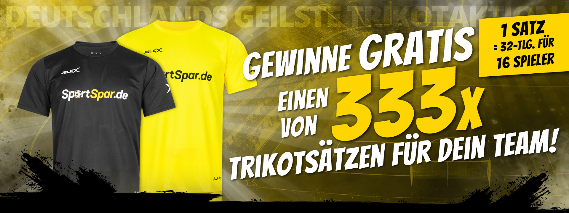 Trikots für eure Fußballmannschaft gewinnen - Jetzt teilnehmen und 16 Kurzarm Trikotsets der Marke JELEX sichern!