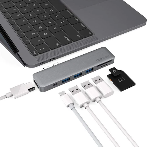 USB C Hub, 7-in-1 Dual Typ C Hub Adapter für MacBook Pro 2016/2017/2018