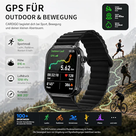CARDIGO Smartwatch mit Sturzerkennung und SOS-Funktion | 69,99€ statt 139,99€ mit Code: UCTTPWJ2