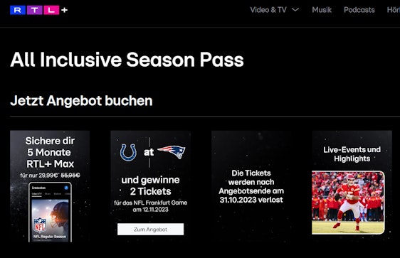 Wieder verfügbar! 😍 5 Monate Season-Pass RTL+ Max für 29,99€ » keine Werbung, 2 parallele Video-Streams