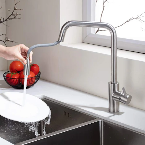 Mischbatterie Armatur Ausziehbar Wasserhahn mit Edelstahl Brausekopf