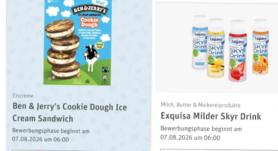 ab 7.8. Bewerbung für 2 neue Rewe Produkttests