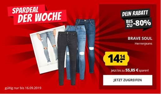 Brave Soul Herrenjeans für 18€ – verschiedene Jeansmodelle mit Farb- &amp; Größenauswahl