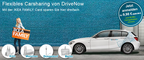 Für 9,98€ bei DriveNow anmelden - inkl. 30 Freiminuten und 10€ Gutschein für IKEA *UPDATE*