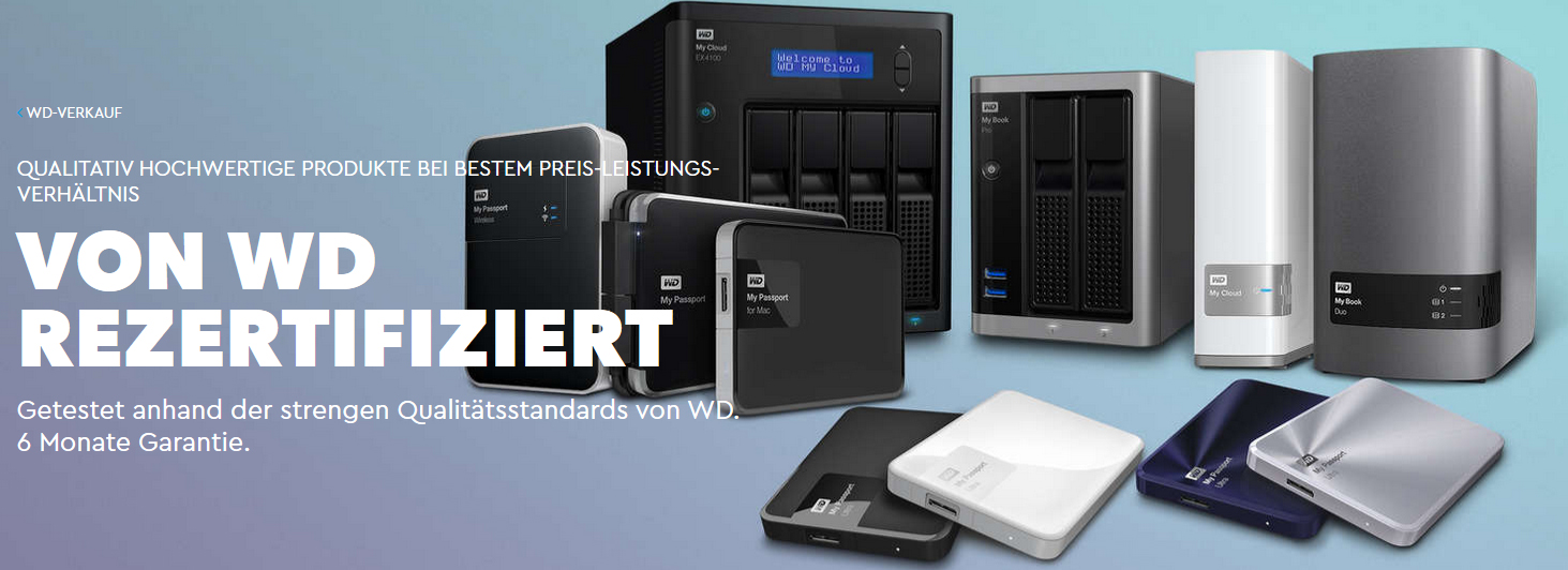 Western Digital recertified Festplatten ab 32€
