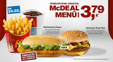 McDonalds McDeal für 3,79€ oder Burger King Big King Menü für 3,99€ - was ist besser?