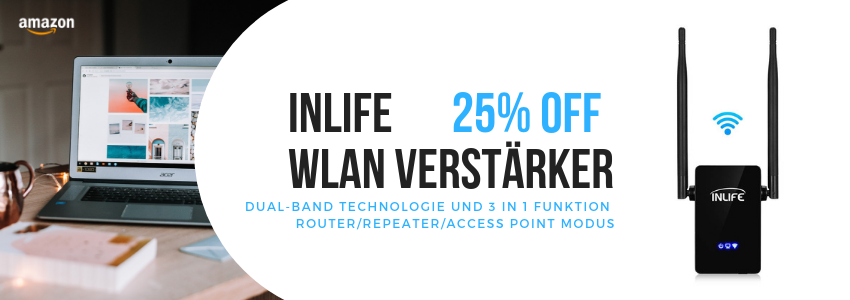 ​INLIFE WLAN Verstärker mit Dual-Band Technologie und 3 in 1 Funktion, Router/Repeater / Access Point Modus