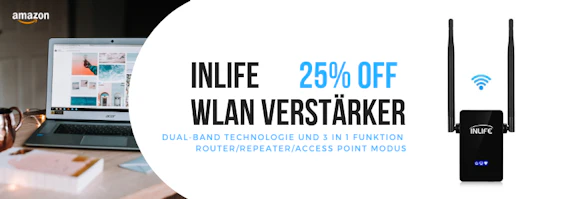 INLIFE WLAN Verstärker mit Dual-Band Technologie und 3 in 1 Funktion, Router/Repeater / Access Point Modus
