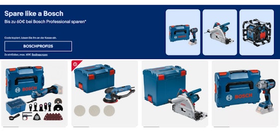 10% Rabatt auf Bosch Professional bei eBay 🔨 Bosch Akku-Geradschleifer GWG 12V-50 S für 144€