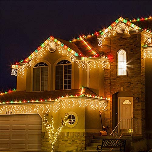 EINFEBEN  20m 600Leds Lichterkette strombetrieben, Eisregen außen, Warmweiß/Kaltesweiß