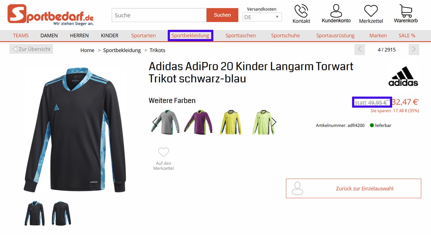 Sportbedarf Staffelpreise Bild 1