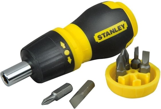Stanley Bit-Schraubendreher Stubby für 9€ - mit Ratsche, 6 Bits (Prime)
