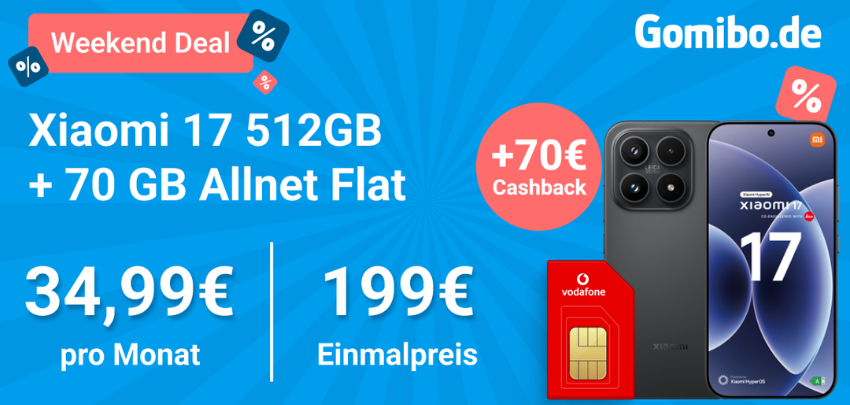 Effektiv GRATIS! 🤑 Xiaomi 17 mit 70GB Vodafone Allnet-Flat