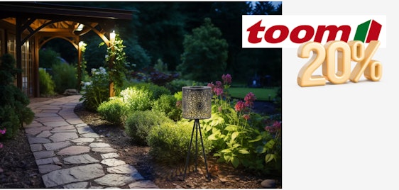 Nur heute ⏱️ 20% toom Gutschein auf Solarleuchten 🚨Jetzt einlösen!