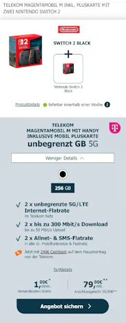 Telekom MagentaMobil M inkl. PlusKarte mit zwei Nintendo Switch 2