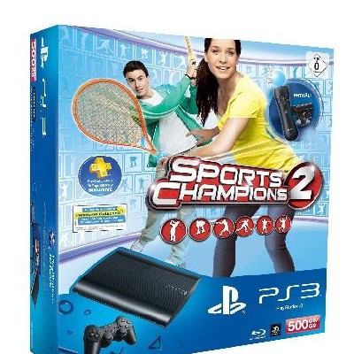 [ Amazon Warehouse Deal ] PS 3 - Super Slim 500 GB (inkl. DualShock 3 Wireless Controller + Move Starter Pack + Sports Champions 2)ab 258,36€