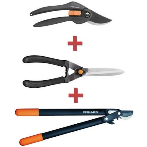 Fiskars Scheren-Set für 50€ - bestehend aus Astschere L74 + Heckenschere HS10 + Rosenschere P26