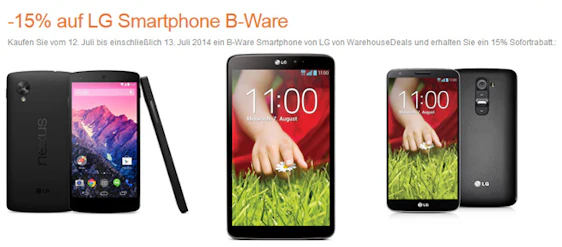 Ab 24 Uhr: 15% auf LG Smartphones und Tablets in den Amazon Warehousedeals *UPDATE*