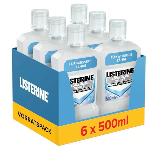 Listerine Advanced White Mundspülung Milder Geschmack 6x500ml für 11,75€(statt 23,94€)