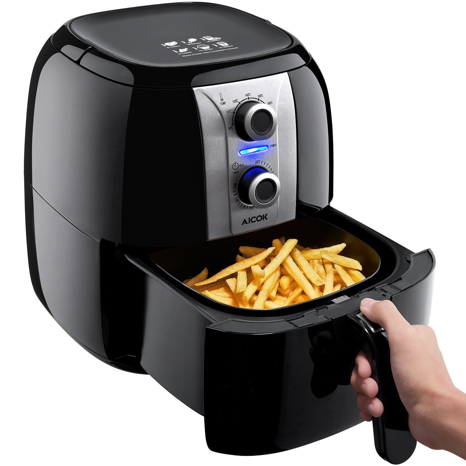 Aicok Heißluftfritteuse, Fritteuse ohne Öl, 1400W, 3,5 L 49,99€