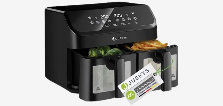 Doppelter Frittierspaß! 🍟 Juskys Dual-Zone Heißluftfritteuse (9L) für nur 45€