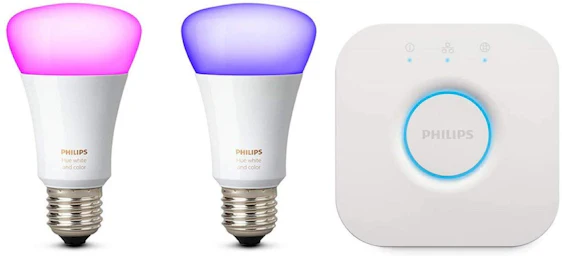 Philips Hue White und Color Ambiance E27 LED Lampe Starter Set, zwei Lampen 4. Generation