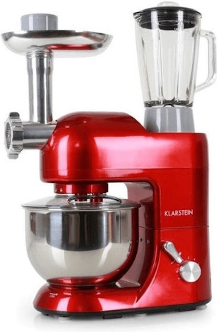 Klarstein Lucia Rossa multifunktionale Küchenmaschine für 90€ – Rührmaschine, mit Fleischwolf, 1300W, Mixbecher, Edelstahlschüssel