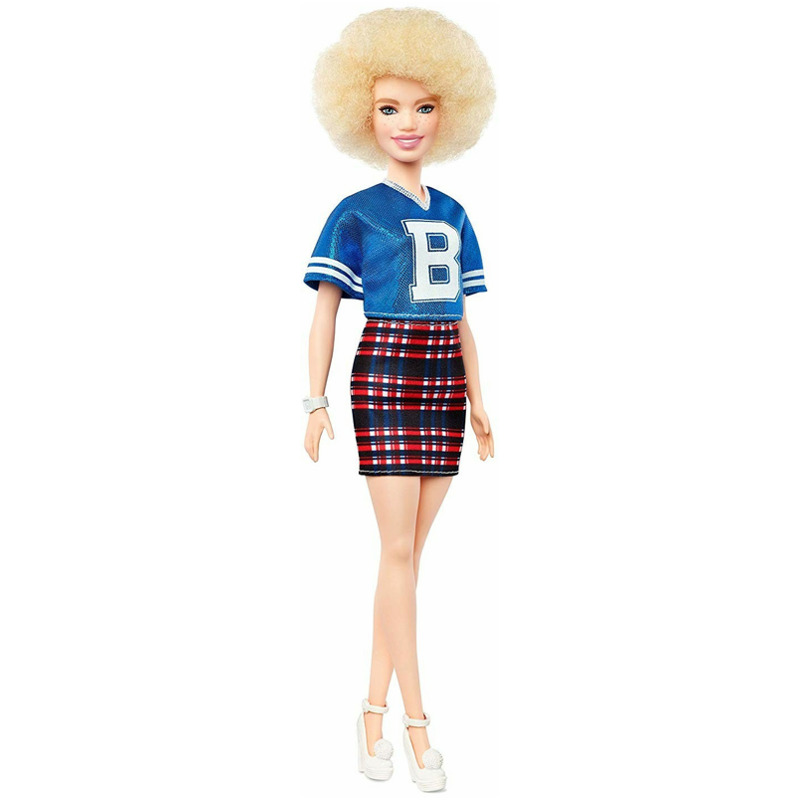 Barbie Fashionistas - Puppe im blauen Glitzeroberteil und Rock mit Karomuster im Angebot: Nur 17,99€ statt 53,65€