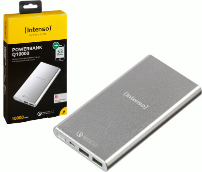 Intenso Q10000 (mAh) für 20€ – Quick-Charge-Powerbank mit Schnellladefunktion für bis zu 2 Geräte